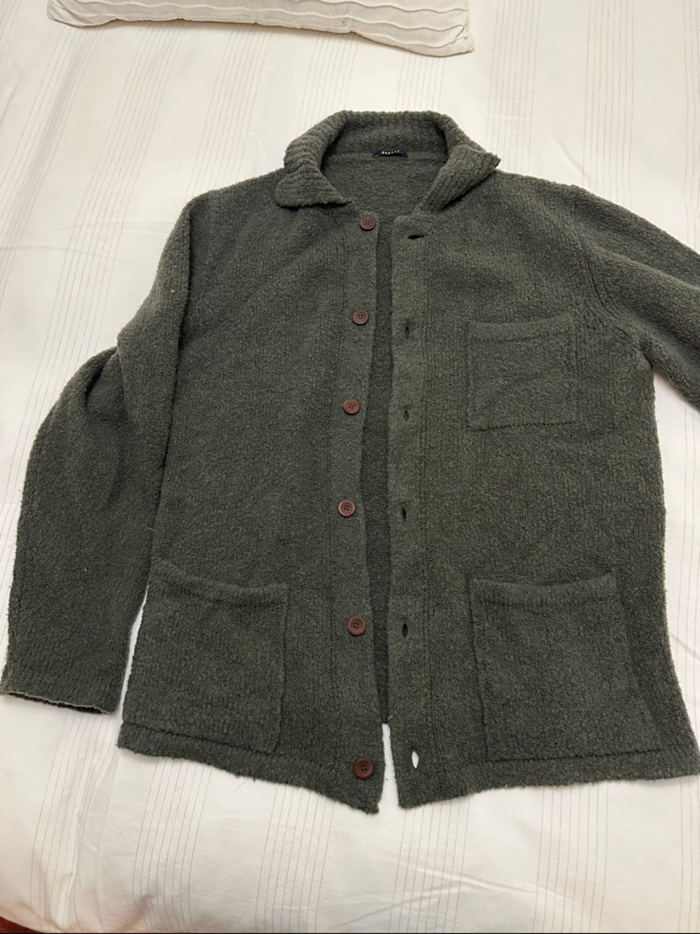04651 Trip in a Bag  Olive Green Button-Up Cardigan